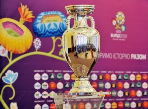 EURO 2012 tournament cup is picured duri