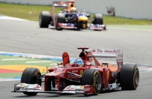 Ferrari's Spanish Fernando Alonso leads
